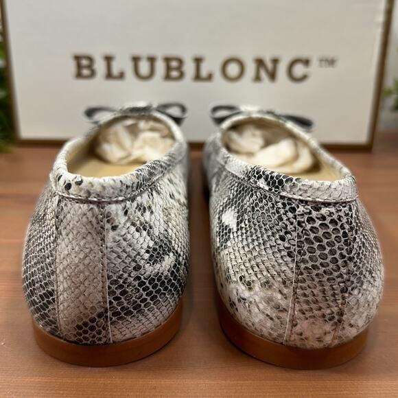 BluBlonc Maya Snake Leather Pointed-Toe Bow Flats Size 38 US 8 - Picture 7 of 10
